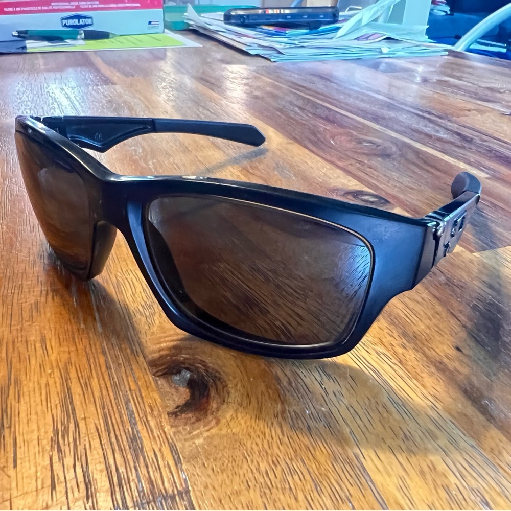 Oakley Glossy Black Sunglasses with Brown Lenses